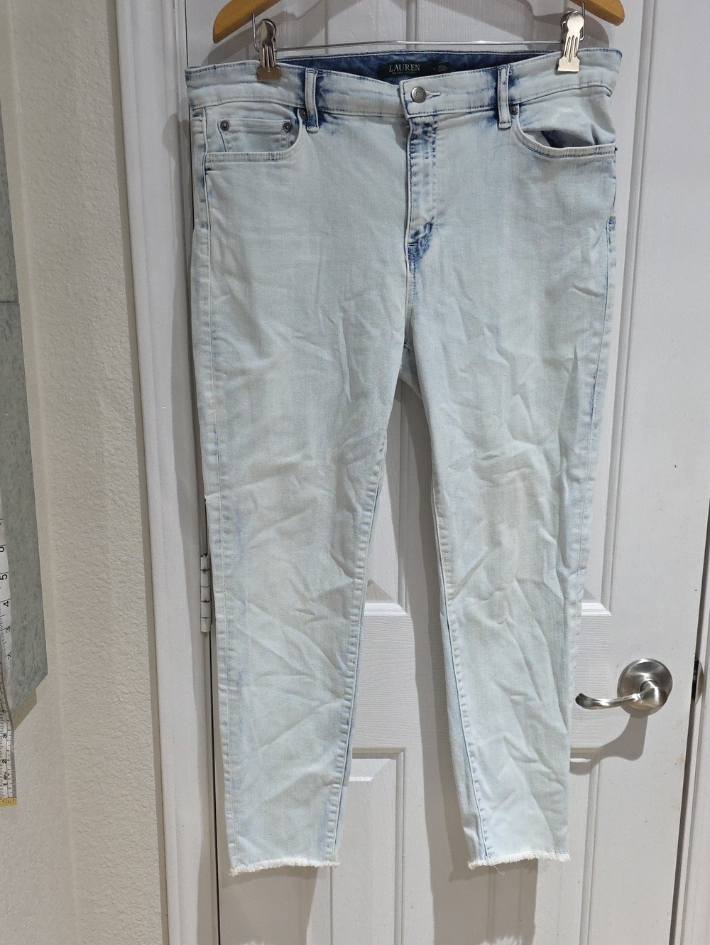 Lauren Ralph Lauren Women's Light Wash Skinny Jeans - Light Blue Size 14